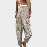 Blommig Byxdress Beige-Grå