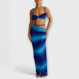 Jane - Stiligt Gradient Fläta Crop Top & Overskirt Duo