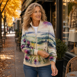 Birgit™ | Cardigan med akvarell-landskap