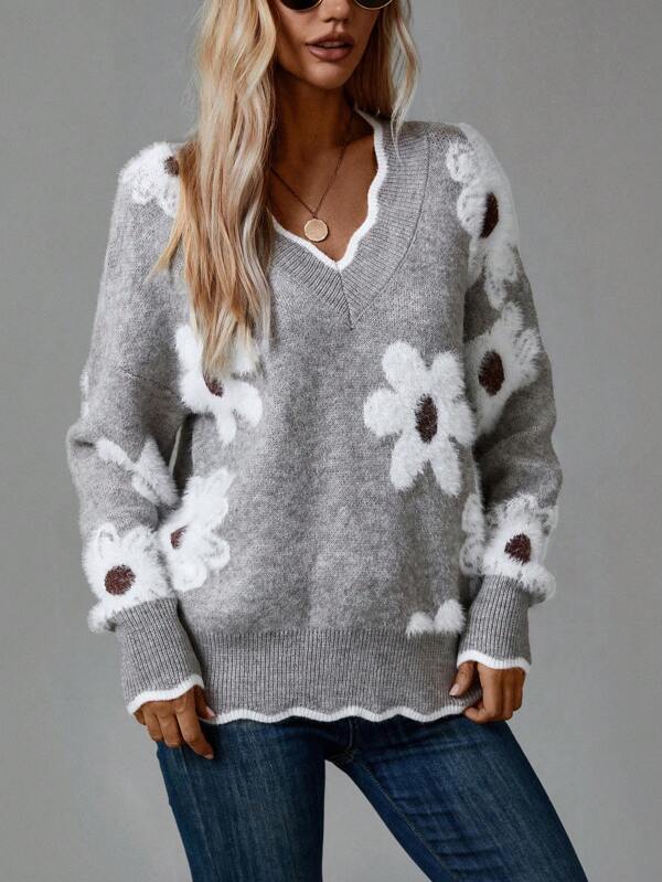 Belinha – Blommig blus med V-ringning – bild 5
