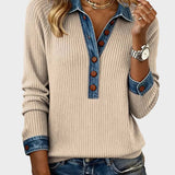Ravit – Stickad blus med jeanskrage – bild 3