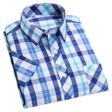 Camisa de cuadros de manga corta de algodón para Hombre
