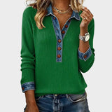 Ravit – Stickad blus med jeanskrage – bild 10