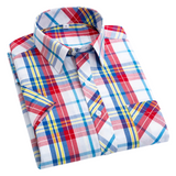 Camisa de cuadros de manga corta de algodón para Hombre