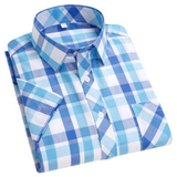 Camisa de cuadros de manga corta de algodón para Hombre