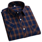 Camisa de cuadros de manga corta de algodón para Hombre