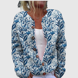Karin™ | Cardigan med blått bladmönster