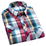 Camisa de cuadros de manga corta de algodón para Hombre
