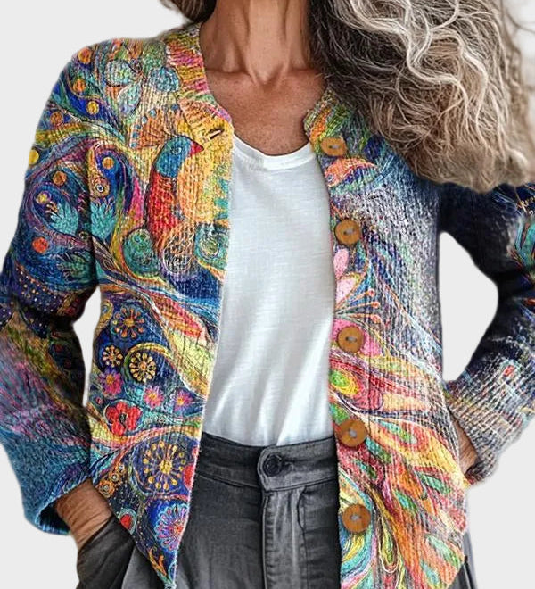 Kaleidra™ – Färgglad konstnärlig cardigan