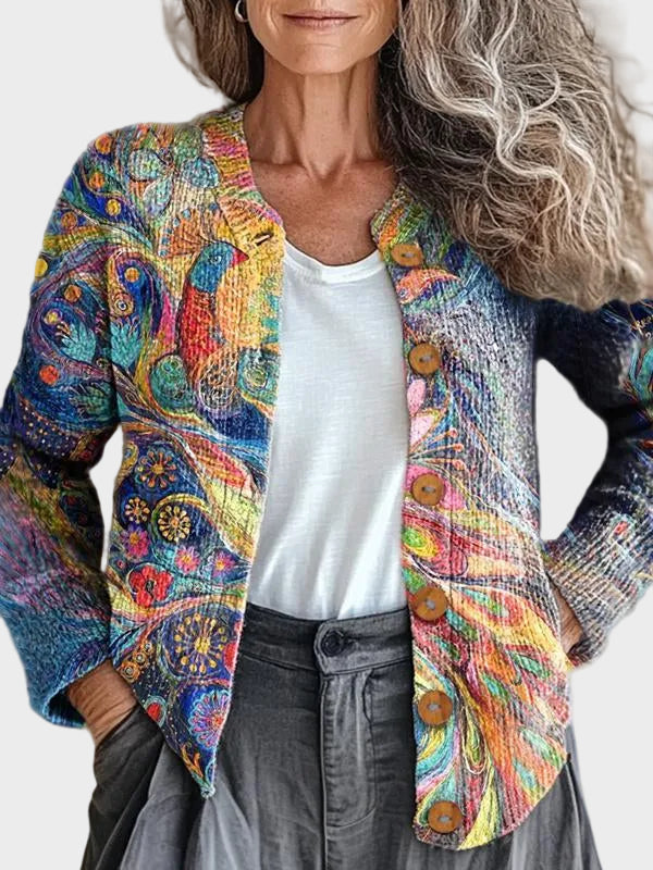 Kaleidra™ – Färgglad konstnärlig cardigan