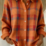 Megan | Rutigt Stickad Cardigan