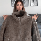 Elsie | Teddyjacka i fleece med dragkedja
