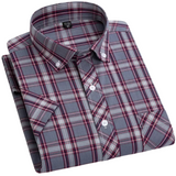 Camisa de cuadros de manga corta de algodón para Hombre