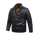 Chaqueta de Cuero Acolchada de Forro Polar Retro