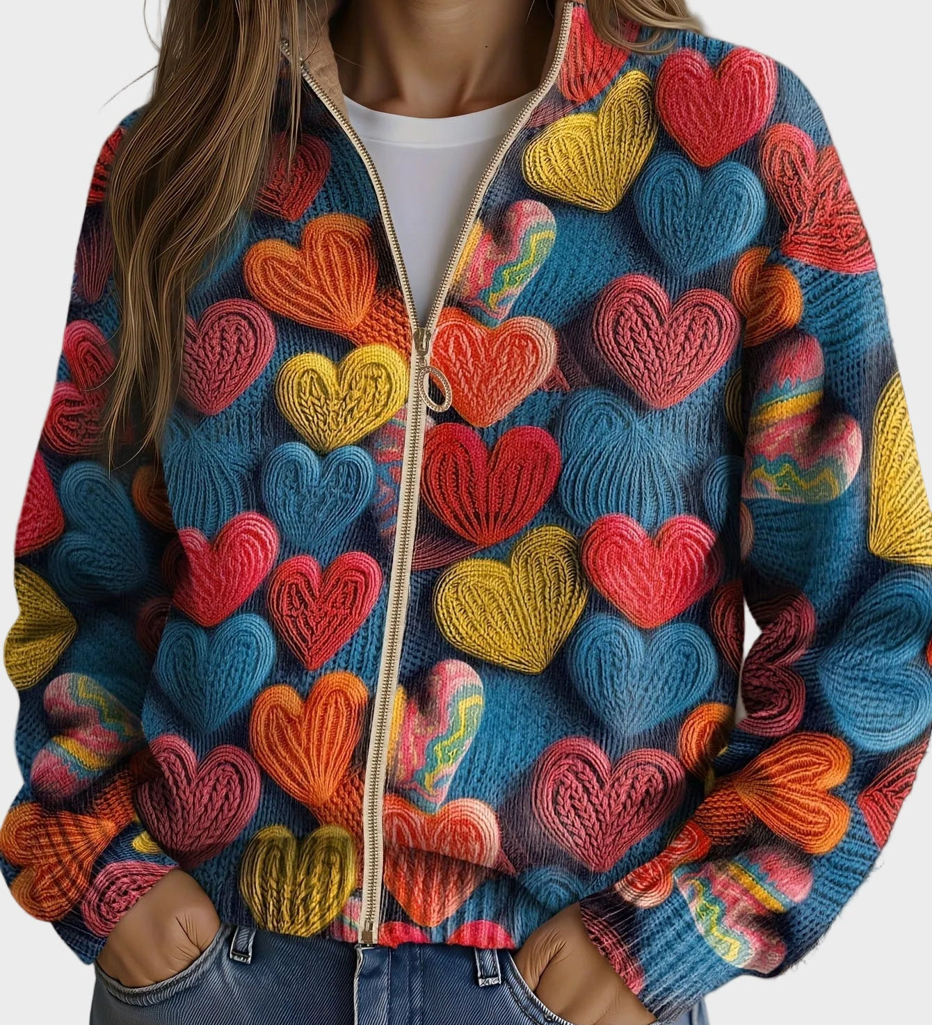 Valentine – Cardigan med färgglada hjärtan