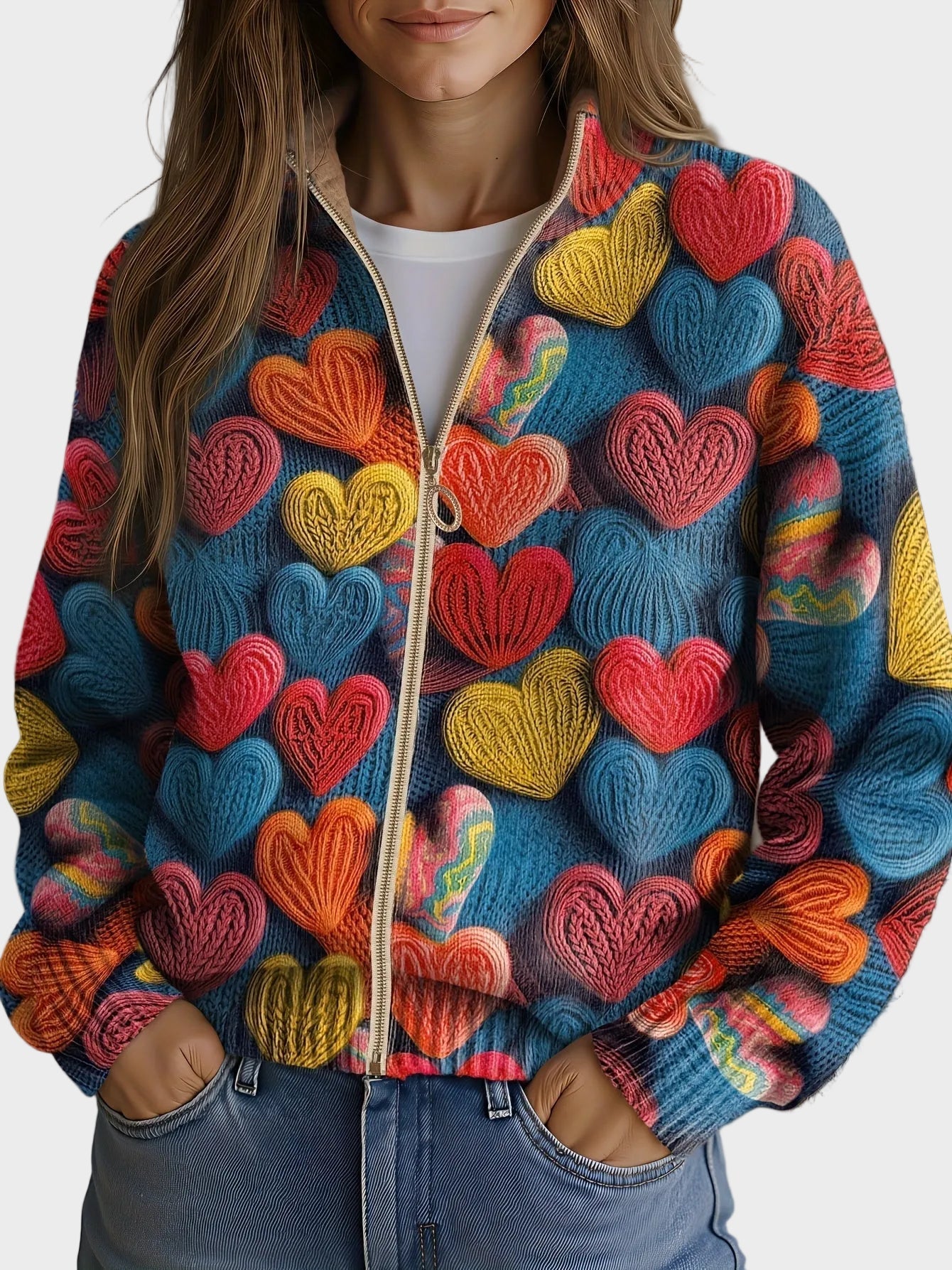 Valentine – Cardigan med färgglada hjärtan