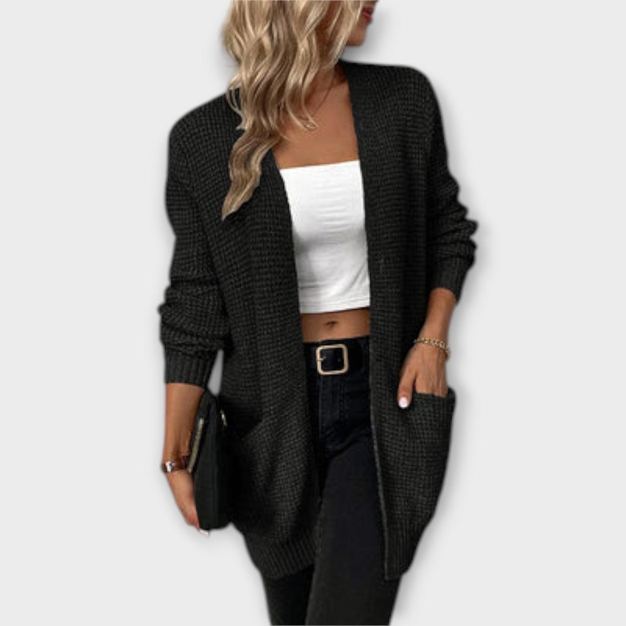 Nancy – Flätstickad cardigan med fickor
