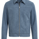 Chaqueta de Ante Azul Claro para Hombres – Elegante y Universal para el Día a Día