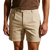 Pantalones cortos para hombres con pliegues y bolsillos – beige y universal
