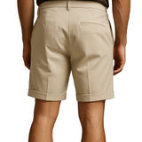 Pantalones cortos para hombres con pliegues y bolsillos – beige y universal