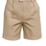 Pantalones cortos para hombres con pliegues y bolsillos – beige y universal