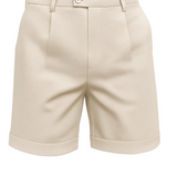 Pantalones cortos para hombres con pliegues y bolsillos – blanco roto y universales