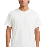 Camiseta de algodón para hombres – Transpirable de manga corta con cuello redondo – Blanca