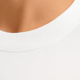 Camiseta de algodón para hombres – Transpirable de manga corta con cuello redondo – Blanca