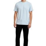 Camiseta de algodón para hombre – Transpirable de manga corta con cuello redondo – Azul brumoso