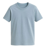 Camiseta de algodón para hombre – Transpirable de manga corta con cuello redondo – Azul brumoso