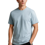 Camiseta de algodón para hombre – Transpirable de manga corta con cuello redondo – Azul brumoso