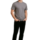 Camiseta de hombre de algodón – Transpirable de manga corta con cuello redondo – Gris hierro