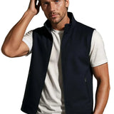 Chaleco Casual Masculino con Cuello Alto y Cierre de Cremallera