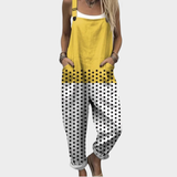 Prickig Latzhose Gul-Vit