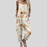 Byxdress med hundmotiv Creme