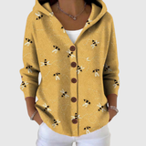 Stickad cardigan med huva