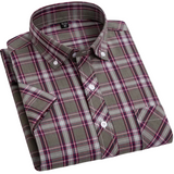 Camisa de cuadros de manga corta de algodón para Hombre