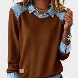 Ravit – Stickad blus med jeanskrage – bild 9