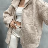 Elsie | Teddyjacka i fleece med dragkedja