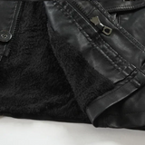 Chaqueta de Moto de Cuero Larga y Elegante