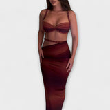 Jane - Stiligt Gradient Fläta Crop Top & Overskirt Duo