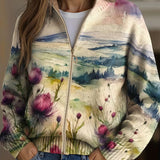 Birgit™ | Cardigan med akvarell-landskap