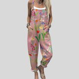 Rosa Latzhose med Vildblommor