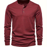Camisa estilo Henley de algodón premium para Hombre