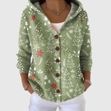 Stickad cardigan med huva