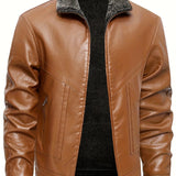 Chaqueta de Cuero Elegante con Forro de Fleece