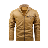 Chaqueta de Cuero Acolchada de Forro Polar Retro