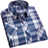 Camisa de cuadros de manga corta de algodón para Hombre