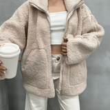 Elsie | Teddyjacka i fleece med dragkedja
