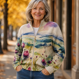Birgit™ | Cardigan med akvarell-landskap